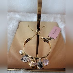 Juicy Couture Adjustable half Bangle Charm Bracelet 2.5"